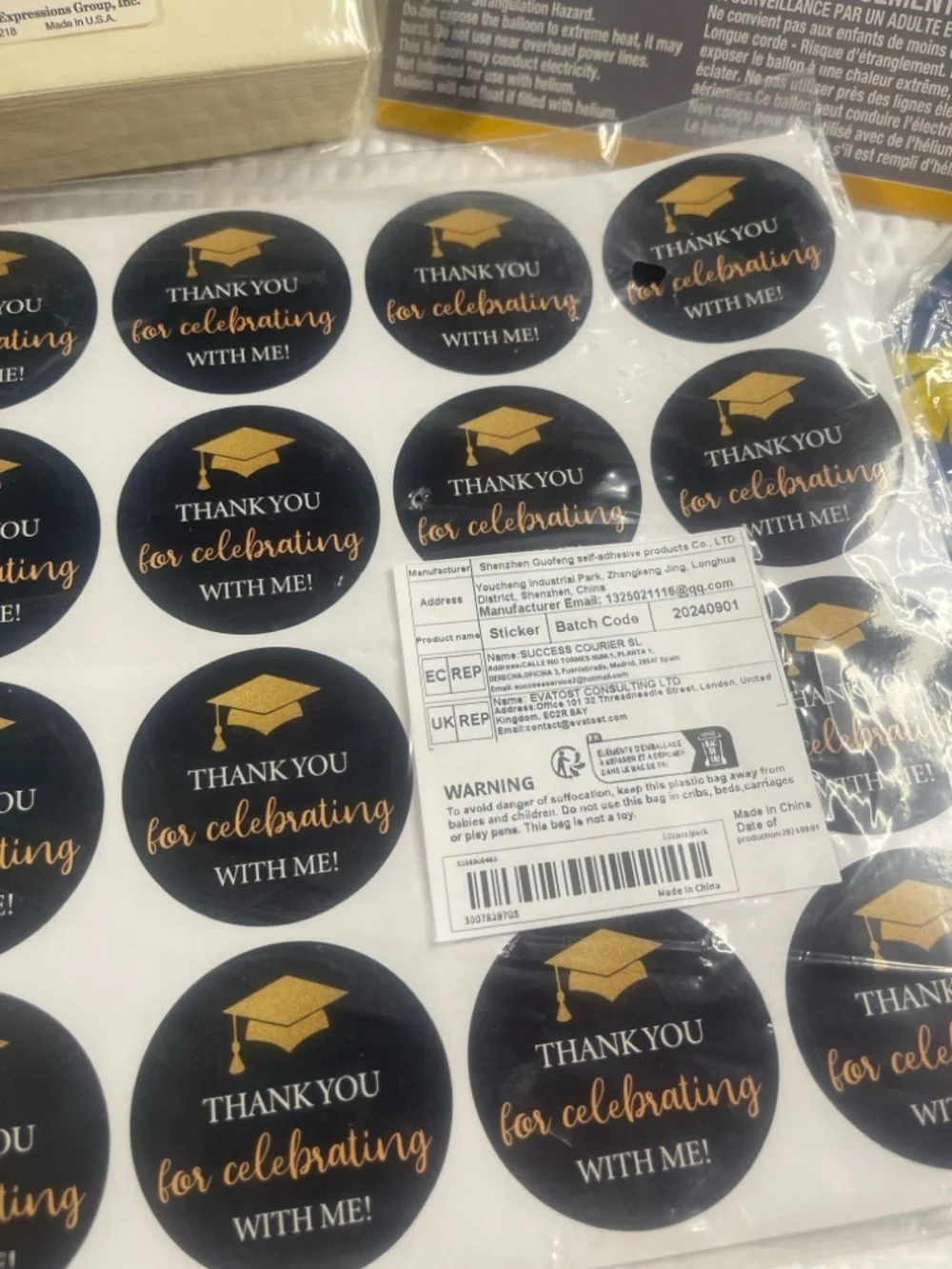 Graduation Party Decor Bundle Congrats Banner Tablecloth Napkins Stickers